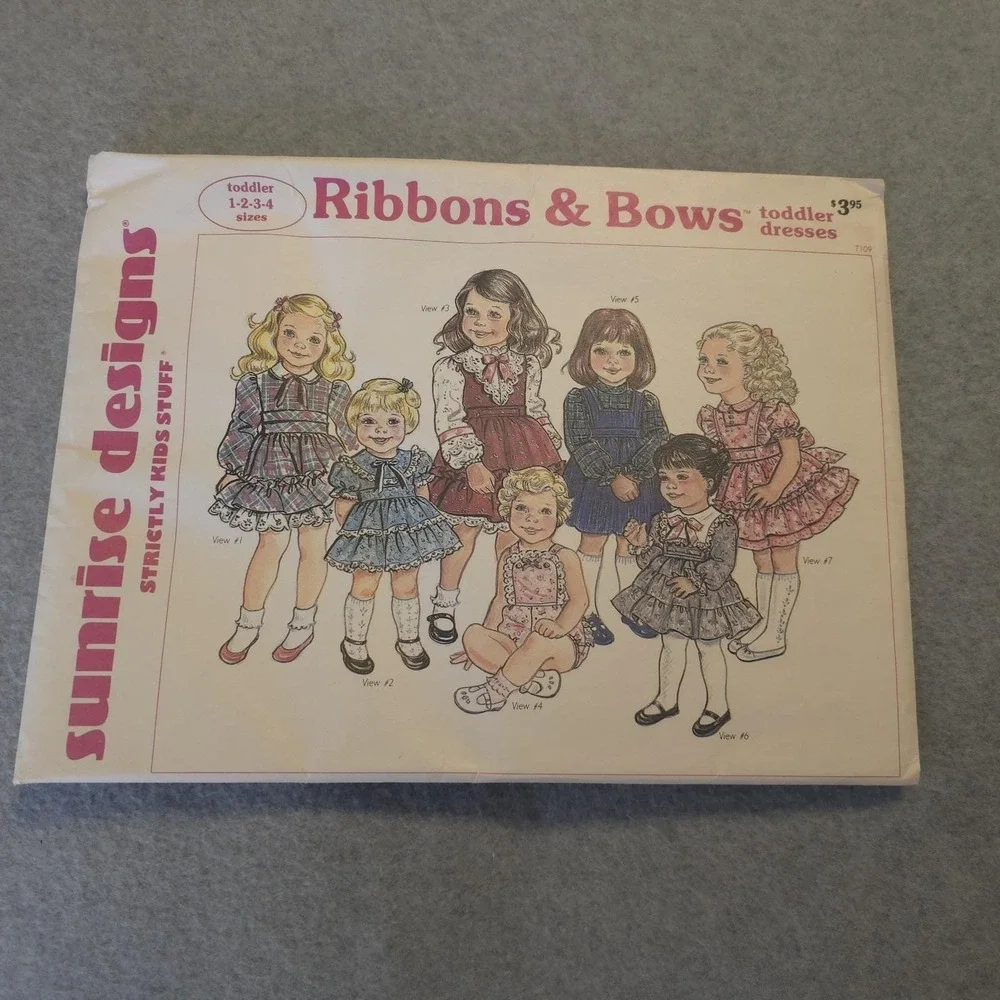 Sunrise Designs Ribbons & Bows Toddler Dresses Pattern Sz 1-4 UNCUT Vintage T109